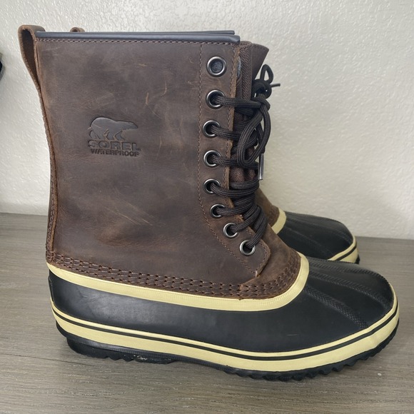 Men's Sorel Premium Size 8.5 Leather Waterproof Insulated Winter Snow Boots - Picture 1 of 8